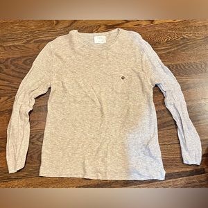 ZARA Boys Cream Crew Long Sleeve Shirt Top Wing Pocket